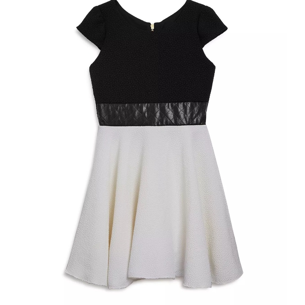 Girls textured dress black and white casual formal size 7